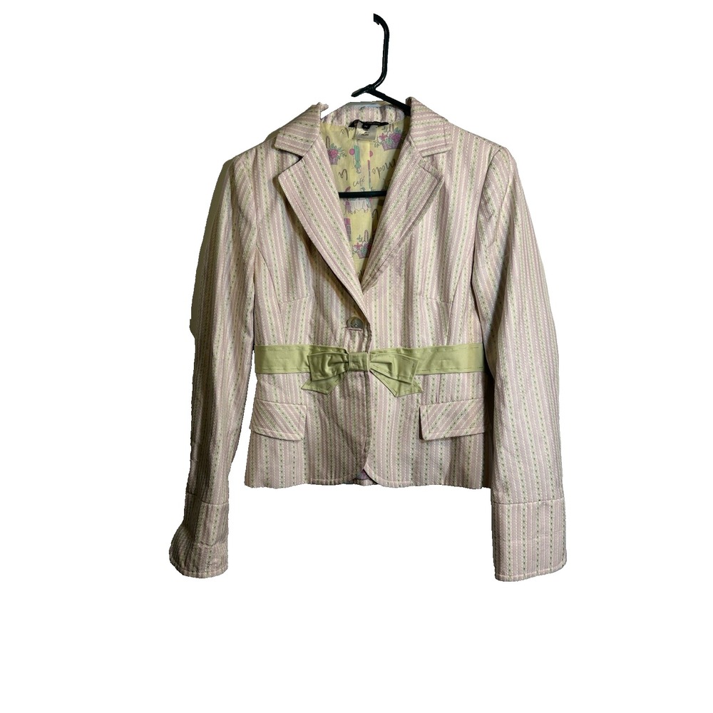 tara jarmon womens pink green fancy blazer size 38 made in poland
